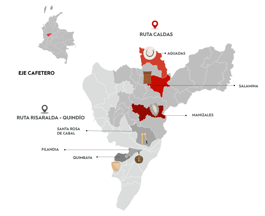 Imagen del mapa de Ruta Eje Cafetero